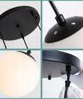Globe Pendant Light for Kitchen Island 3 Light Milk Glass White Frosted Sphere Ceiling Fixture details and installation