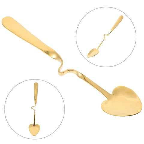 V Shape Hanging Coffee Spoon 304 Stainless Steel Gold Cup Ladle For Coffee And Tea Kitchen Accessory With Heart Design