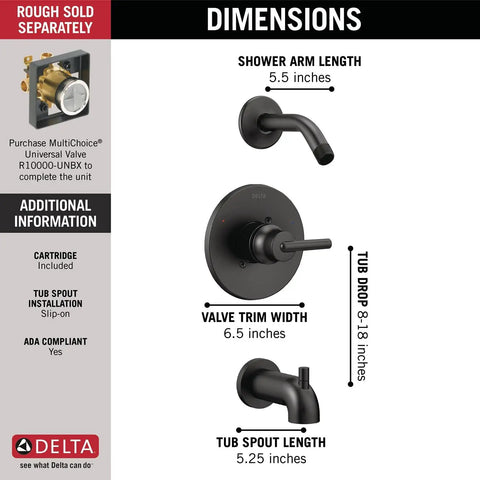 Matte Black Shower Trim Kit With Single Handle For A Reno Ready Upgrade, Pressure Balance Valve Keeps Temperature In Safe Range