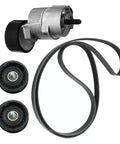 Premium Timing Belt Tensioner Pulley Idler Kit For 2.0 And 2.4 L4 Engines One Set Fits V Ribbed Belts From 2006 To 2015 Models Makes Installation A Breeze And Keeps Your Ride Smoother. timing belt tensioner, idler pulleys, and V-ribbed belt set