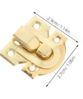 Set Of 30 Vintage Iron Hasp Latches For Jewelry Boxes And Wooden Cabinets With Decorative Design, shown with dimensions