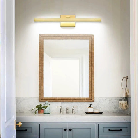 24 Inch LED Bath room Vanity Light Bar In Modern Gold Finish, Dimmable Over Mirror Wall Fixture For Sinks And Cabinets
