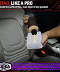 Microfiber Applicator Pad Set 8 Pack For Car Wax Sealant And Polish Application held with wax on gray pad