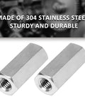 Two Six Pack M10 x 1.5 Hex Coupling Nuts 30mm Length 17mm Width Stainless Steel Rod Connector Nut Set Durable Threaded Nuts