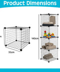 Product dimensions of Wire Cube Storage Organizer Set Of 4, stackable metal cubes showcasing height and depth for modular use.