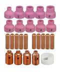 All In One TIG Welding Torch Consumable Kit for WP24 24 Series With Alumina Nozzles, 10 Collets, 4 Collet Bodies, Cups 53N23 53N24