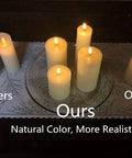 Flameless Votive Pillar Candles Set Of 7 With Remote, Ivory LED Candles With Timer And Batteries Included displayed on table