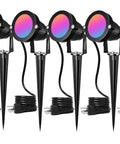 Six Pack RGBW Outdoor LED Spotlights With Remote Control For Color Changing Landscape Lighting In Home Garden Yard 120V US Plug