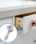 10 Piece Furniture Connecting Rods And 10 Cam Locks Set For Cabinets And Wardrobes, shown securing a drawer with zinc alloy fasteners