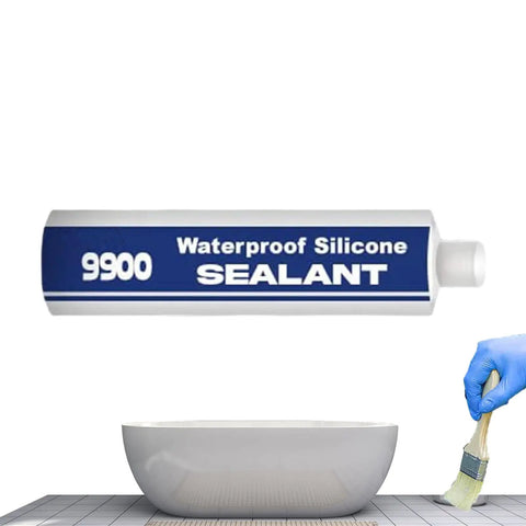 Premium Heavy Duty Waterproof Sealant Adhesive With Advanced Polymer Tech for sealing, shown with brush and bowl.