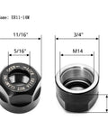 ER11 Collet Nut Set Includes 1 8th Inch Collet and 1 4th Inch Collet with Clamping Nut, dimensions and threading displayed
