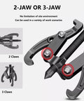Pro Grade Die Forged Carbon Steel Bearing Puller Kit With Beast Mode Multi Jaw Clamps showing 2-jaw and 3-jaw configurations.
