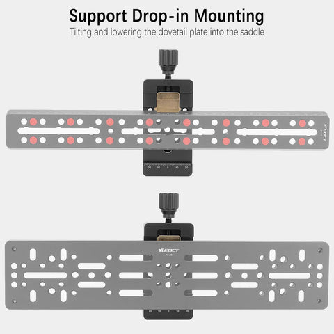 2in1 Telescope Dovetail Saddle Clamp Mount Base for Losmandy and Vixen Style Plate Rail with drop-in mounting support