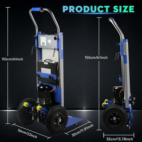 Heavy Duty Electric Stair Climbing Hand Truck With Lithium Battery Handles 900 Lbs Moving Furniture Fridge And Appliances Foldable Design with dimensions