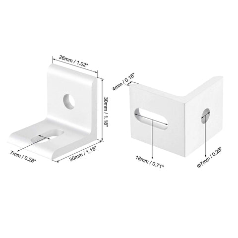 Pro Setup Aluminum Inside Corner Brackets For 3030 Extrusion Frames Heavy Duty L Angle Fasteners with dimensions shown.