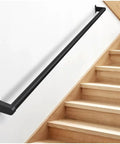 Industrial Pipe Stair Railing Badass Grip For Indoor And Outdoor Stairs Wall Mount Aluminum Handrail with black finish.