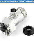 Slick Heavy Duty Three Way T Adapter Bidet Splitter And Toilet Faucet Converter with 9/16" and 15/16" connectors.