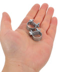 Heavy Duty 30 Pcs Stainless Steel Fuel Injection Hose Clamps Kit With Heat And Corrosion Protection, Perfect For Oil Water Line Pipe Repair On The Go Without Breaking A Sweat. two stainless steel hose clamps in hand