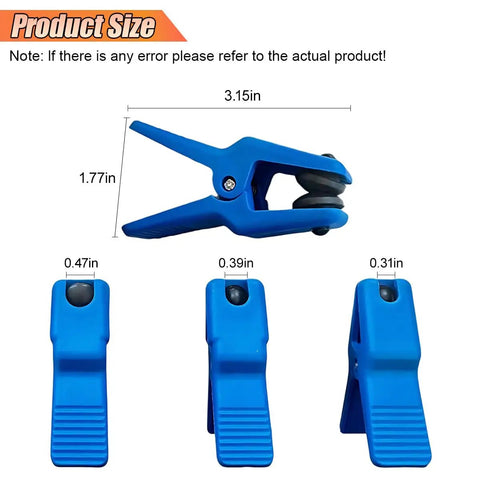 4 Piece Fluid Line Stopper Kit For Automotive Repair Durable Stop Clamp Set with measured dimensions in blue
