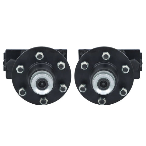 Top Shelf Two Piece Idler Hub Spindle Kit With 6 By 5.5 Bolt Pattern features two solid spindles for trailers, ideal for job site use.