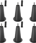 5 Inch High Rise Bed Frame Risers Set Of 6 with Socket Sleeve in black polyurethane for under bed storage and mattress support.