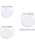580 Pcs Self Adhesive Screw Hole Stickers Six Pack White Caps for 12mm 15mm and 21mm Dustproof Covers shown in sizes