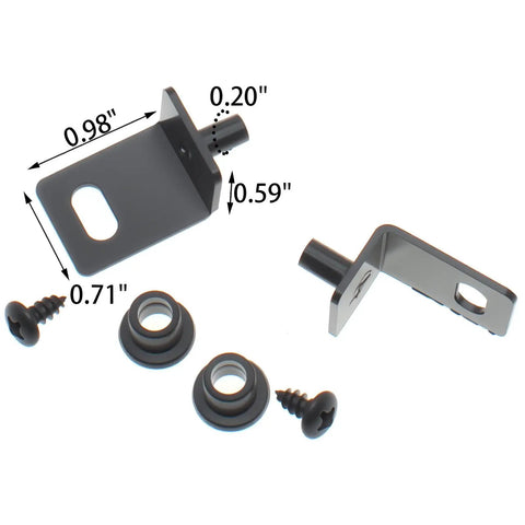 Top Shelf Black Pivot Hinges With Bushing Heavy Duty Concealed Door Hardware showing hinge parts with measurements and screws.