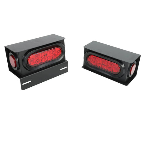 Two Piece Welded Steel Trailer Light Kit With 6 Inch Oval Red Tail Lights Featuring 10 LEDs And 2 Inch Red Round Side Marker Lights With 4 LEDs