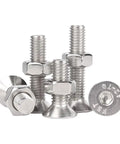 M6 Countersunk Hex Socket Head Screws And Nuts Kit, 40 Sets, 304 Stainless Steel Fasteners For Indoor Outdoor DIY Projects, Built To Last With Strong Threads, Smooth Finish, Easy To Tighten, close-up of screws and nuts