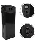 Heavy Duty 48v Electric Bike Battery Box With Large Capacity Housing Case For Ebike And Folding Scooter, black enclosure with connectors.