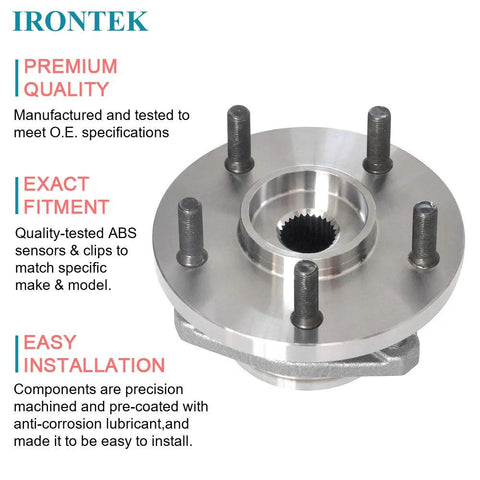 Front Wheel Hub Bearing Assembly For Jeep Grand Cherokee 1999 2004 5 Lug Non ABS Drop-In Replacement Easy Install Durable Wheel Hub