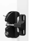 No Sweat Key Lockable Double Swinging Gate Latch Top Shelf Heavy Duty Fence Hardware For Outdoor Yards Metal Wood Vinyl With Smooth Operation And Rustproof Black Build, close-up view.