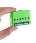 Person holding green 6 In 1 Drone Battery Charger For X5C RC LiPo Batteries With Overcharge Protection, Multi Port Charger Station That Lets You Charge Six Packs At Once, Fast Safe Power Hub For Drone Enthusiasts