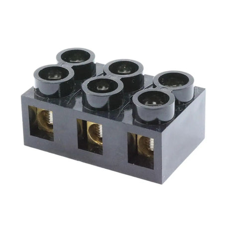 Front view of Lyot 500V 60A 3 Position Double Row Screw Terminal Block Set of 2 Panels with Electrical Barrier ABS Flame Retardant Insulated Housing