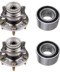 4 Pack Front And Rear Wheel Hub Assembly With Wheel Bearing Replacement Non ABS 5 Lug Fits Hyundai Elantra 2011 2016 Veloster 2012 2016 Kia Forte Forte Koup 2014 2016 Forte5 2014 2016, showing two large hub assemblies and two smaller bearings.