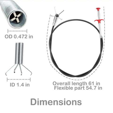 61 Inch Flexible Sink Drain Grabber With 4 Claw Pickup Tool For Tight Spaces And Narrow Drains, Grabs Hair, Debris, And Small Items Fast In Kitchen Sinks, Showers, And Drains