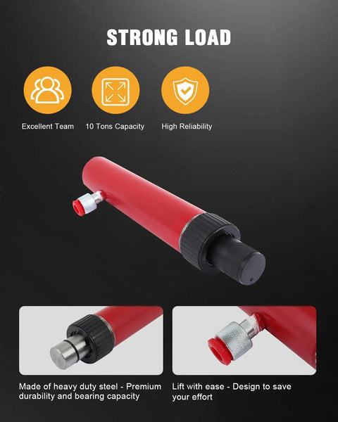 Top Shelf 10 Ton Hydraulic Porta Power Hand Pump Built With Hella Sturdy Chrome Plungers And Heavy Duty Forged Steel Bodies For Direct Frame Straightening And Dead Reliable Shop Grind Performance