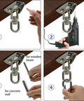 Installation steps for Heavy Duty Hammock Hanging Kit With 39 Inch Swing Chain 1000 Lb Capacity 360 Degree Swivel on beam or wall.
