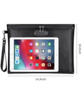 Fireproof and waterproof document bag with lock for A4 papers, cash, passport, phone, tablets; fits 14.3x10.2 inch, black