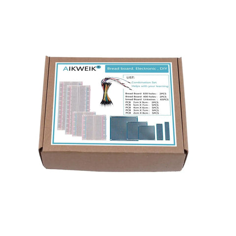 Boxed Ultimate Dope Breadboard And PCB Prototyping Kit With 2 Large 830-Hole And 2 Medium 400-Hole Boards, jumpers, and PCBs