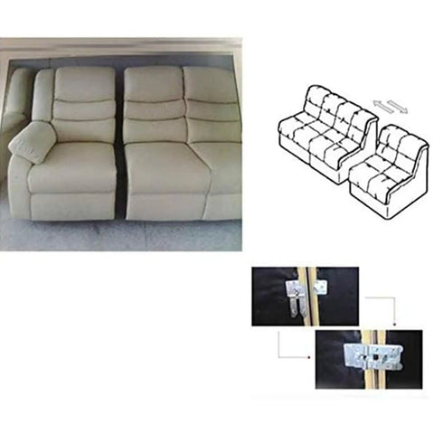 Heavy Duty 6 Piece Sectional Sofa Connectors Pro Grade Metal Couch Fasteners With Anti Slide Interlocking Brackets displayed with assembly details.