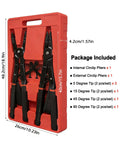Heavy Duty Circlip Pliers Set 16-Inch Corrosion-Resistant Snap Ring Pliers in red case with multiple tip sizes