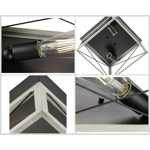 Briarwood Collection 2-Light Flush Mount Ceiling Light With Graphite Finish showing detail and close-up of bulb socket
