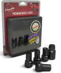 Wheel Lock Set With Four Locks And Key M14x1.5 14x1.5 Thread Closed End Bulge 1.65 Inch Long Black Lug Nut Locks For Camaro Mustang