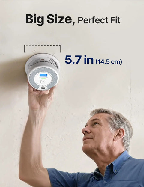 Smart Smoke Detector And Carbon Monoxide Alarm Combo XP0H-SN 1 Pack Battery Powered No-Fuss Plug-And-Play Setup Dual Sensor Protection Loud Alerts Easy Install For Home Safety, 5.7 in wall mount