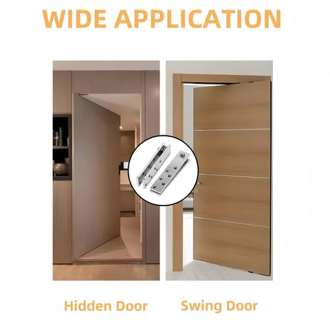 Wide application of Invisible Pivot Hinge System With Door Ball Catch Hardware For Hidden Secret Doors, 360 Degree Rotating Design.