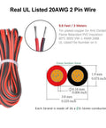 High Density LED Strip Connector Kit For 12mm 2 Pin SMD And COB Light Strips with 9.8 Feet of 20AWG cable illustration