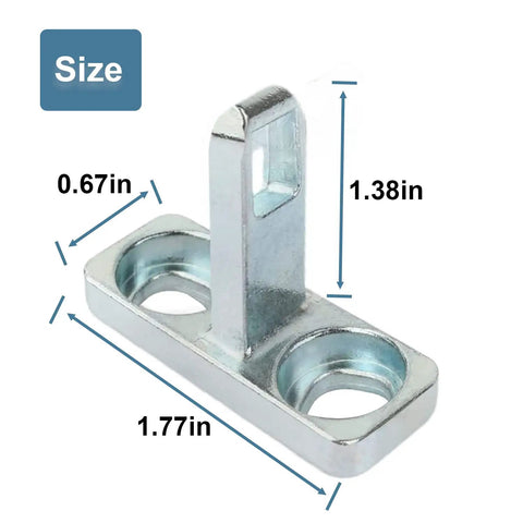 Reliable Washer Door Strike Replacement Latch Receiver compatible for Frigidaire Electrolux appliances, silver metal part, dimensions of 1.77in x 0.67in x 1.38in.