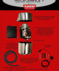 Chrome Bandit Electric Vacuum Pump 12 Volt Underhood Kit with chrome canister, wires, and mounting bracket.