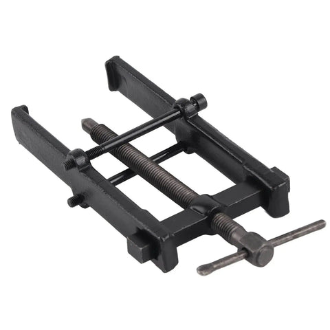 Heavy Duty Adjustable Two Jaw Bearing Puller, Carbon Steel Straight Type Gear Extractor For Auto Repair And Pump Pulley Removal, Heat Treated Mandrel, close-up view showing adjustable jaw design.